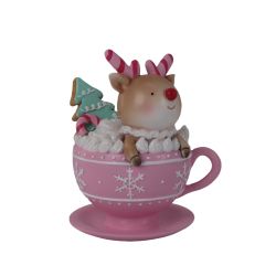 Deer In Mug 17cm Pink