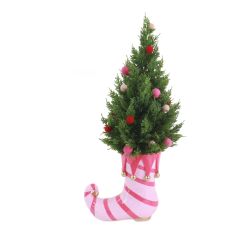Christmas Tree With Pink Stocking 91cm