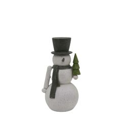 Woodgrain Snowman Holding Tree 25cm