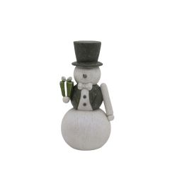 Woodgrain Snowman With Gift 25cm