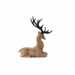 Woodgrain Crouching Deer 34cm