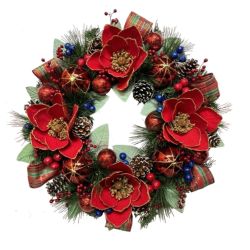 Red Flowers Wreath 58cm