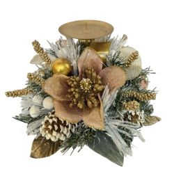 Pink Candleholder With Gold Decorations 20cm