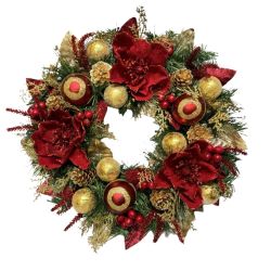 Red And Gold Wreath 58cm