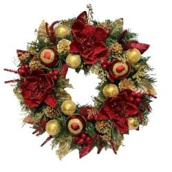 Red And Gold Wreath 58cm