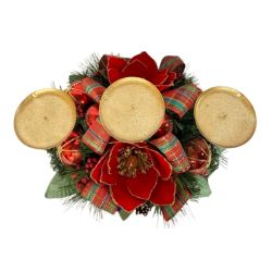 Red And Gold 3 Way Candleholder 46 x 20cm