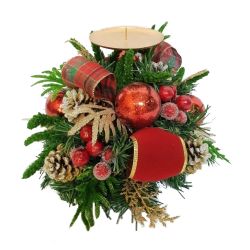 Red Plaid Candleholder 20cm