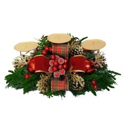 Red Plaid Candleholder 46 x 20cm