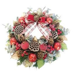 Eucalyptus Tan Plaid Wreath 58cm
