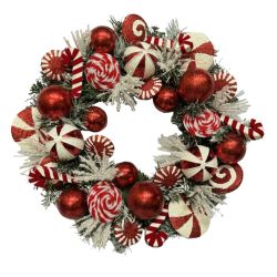 Candy Red And White Wreath 58cm