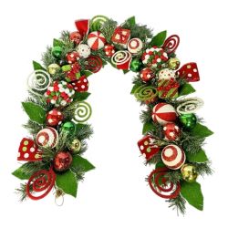 Green Red & White Garland 5Ft