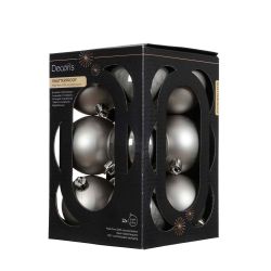 Shatterproof Baubles Silver 6cm 12Pack