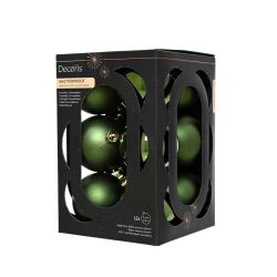 Shatterproof Baubles Pine Green 6cm 12Pack
