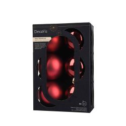 Shatterproof Baubles Red 8cm 6Pack