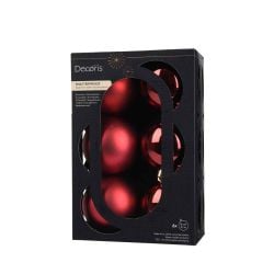 Shatterproof Baubles Red 8cm 6Pack