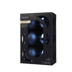 Shatterproof Baubles Dark Blue 8cm 6Pack