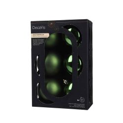 Shatterproof Baubles Pine Green 8cm 6Pack