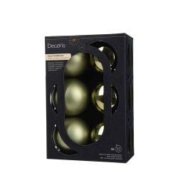 Shatterproof Baubles Green 8cm 6Pack