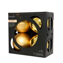 Shatterproof Baubles Gold 10cm 4Pack