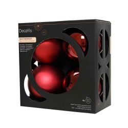 Shatterproof Baubles Red 10cm 4Pack
