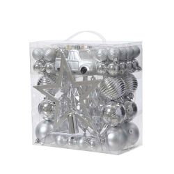 Shatterproof Baubles & Topper Pearl 67Pack