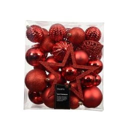 Shatterproof Baubles And Star Red 43Pack