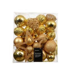 Shatterproof Baubles And Star Gold 43Pack