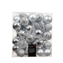 Shatterproof Baubles And Star Silver 43Pack