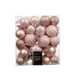 Shatterproof Baubles And Star Pink 43Pack