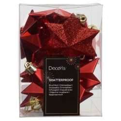 Shatterproof Star Baubles Red 12Pack