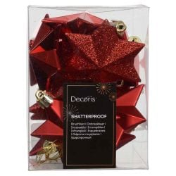 Shatterproof Star Baubles Red 12Pack