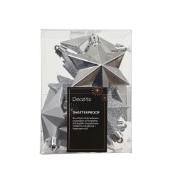 Shatterproof Star Baubles Sliver 12Pack