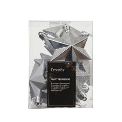 Shatterproof Star Baubles Sliver 12Pack