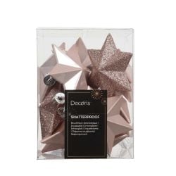 Shatterproof Star Baubles Pink 12Pack