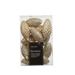 Shatterproof Pinecone Baubles Pearl 12Pack