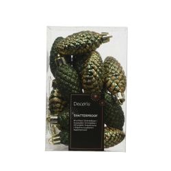 Shatterproof Pinecone Baubles Green 12Pack