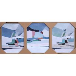 Blue Abstract 40x30 Printed Canvas with Capped Frame and Hand Paint