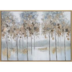 Trees 50x70 Printed Canvas with Capped Frame, Foil and Hand Paint