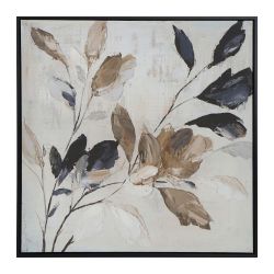 Leaves 60x60 Printed Canvas with Capped Frame and Hand Paint