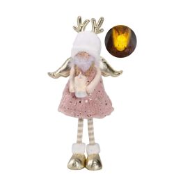 Standing Angel With Light Up Candle 40cm Pink