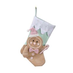 Christmas Stocking Gingerbread 51cm Pink Green