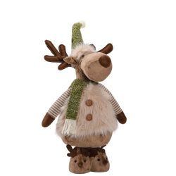 Standing Reindeer with Green Hat & Scarf 64cm