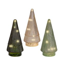 Glass Trees Transparent Green Gold with Led Lights