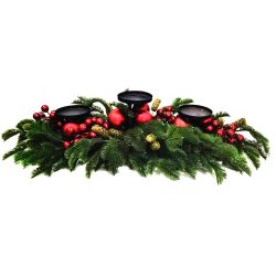 Candle Holder With Red Bauble & Berry 71cm