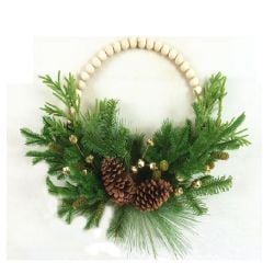 Pine Half Wreath With Bells & Pinecones 55cm