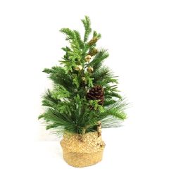Pine Table Tree With Bells & Pinecones 61cm