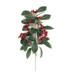 Red Berry & Leaves Pick 53cm 