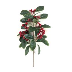 Red Berry & Leaves Pick 53cm