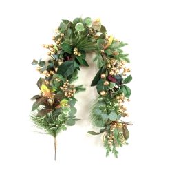 Gold Berry & Green Leaves Garland 150cm