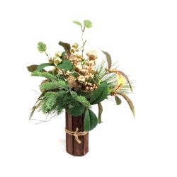 46cm Pot With Gold Berry & Green Leaves